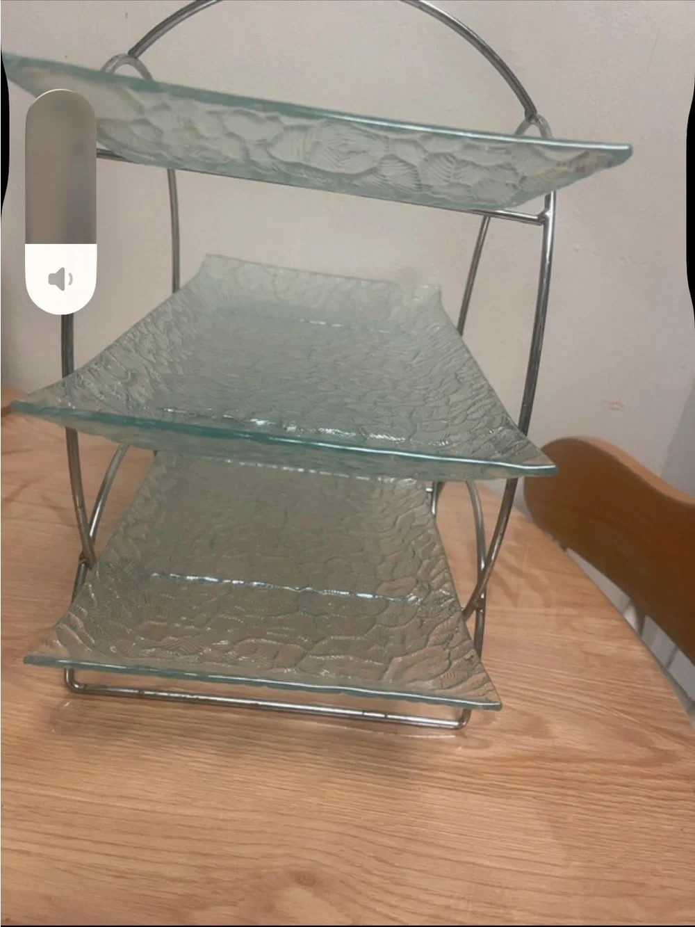 Three-Tier Glass Server Stand - Clear Glass with Chrome Frame